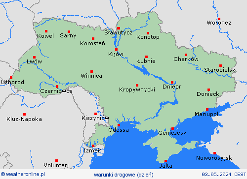warunki drogowe Ukraina Europa mapy prognostyczne