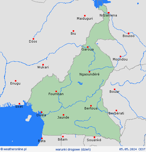 warunki drogowe Kamerun Afryka mapy prognostyczne
