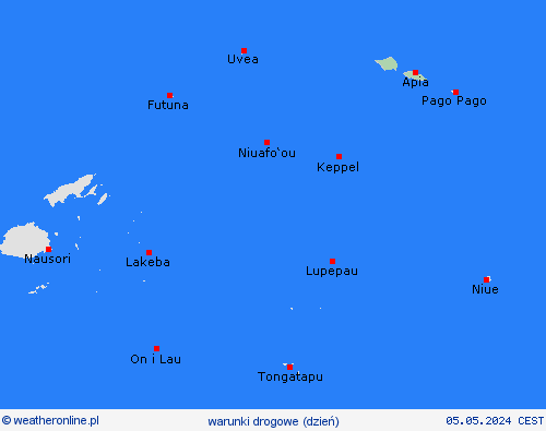 warunki drogowe Samoa Oceania mapy prognostyczne