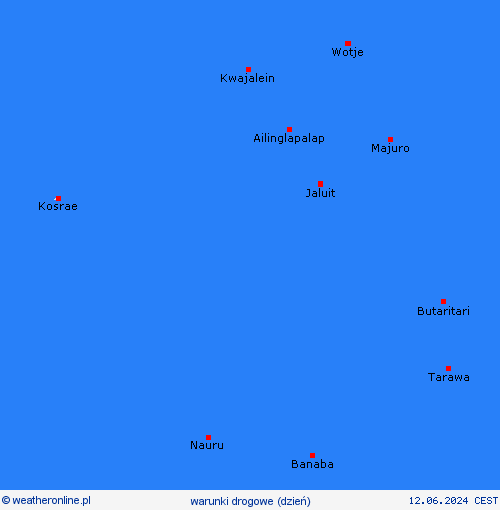 warunki drogowe Wyspy Marshalla Oceania mapy prognostyczne