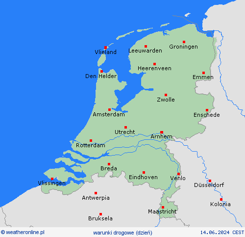 warunki drogowe Holandia Europa mapy prognostyczne