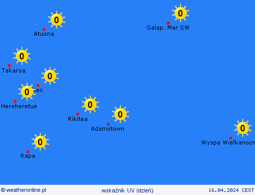 wskaźnik uv Pitcairn Oceania mapy prognostyczne