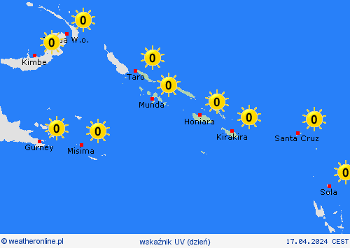 wskaźnik uv Wyspy Salomona Oceania mapy prognostyczne