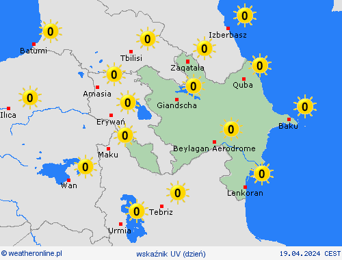 wskaźnik uv Azerbejdżan Azja mapy prognostyczne