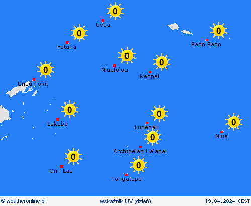 wskaźnik uv Tonga Oceania mapy prognostyczne