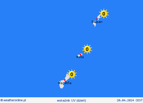 wskaźnik uv Mariany Oceania mapy prognostyczne