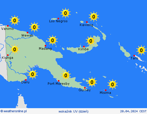 wskaźnik uv Papua-Nowa Gwinea Oceania mapy prognostyczne