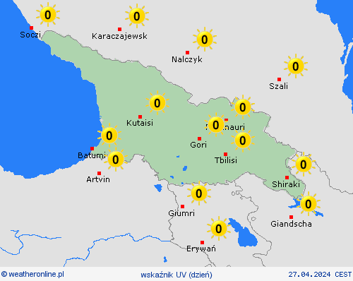 wskaźnik uv Gruzja Azja mapy prognostyczne