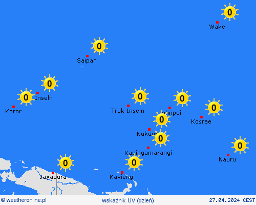 wskaźnik uv Wake Oceania mapy prognostyczne