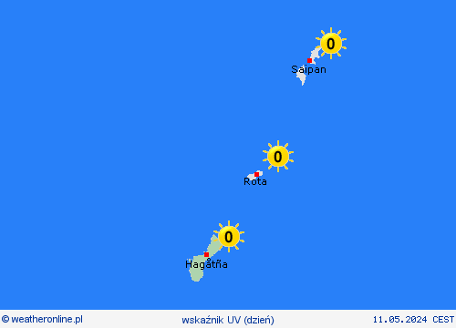 wskaźnik uv Guam Oceania mapy prognostyczne