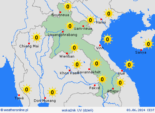 wskaźnik uv Laos Polska mapy prognostyczne