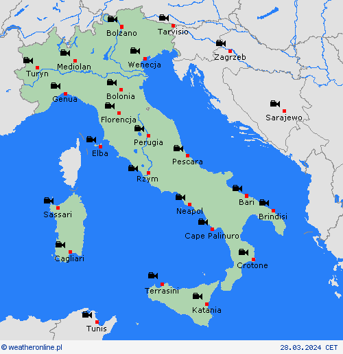 webcam Włochy Europa mapy prognostyczne