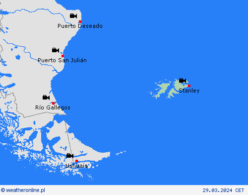 webcam Falklandy Ameryka Południowa mapy prognostyczne