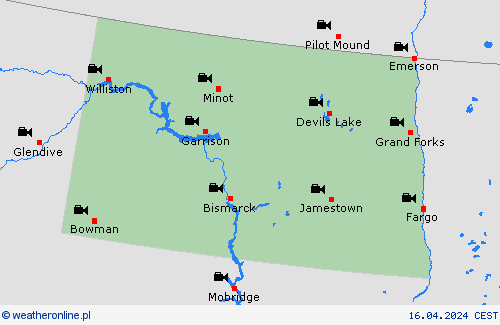 webcam Dakota Północna Ameryka Północna mapy prognostyczne
