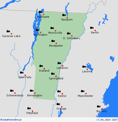 webcam Vermont Ameryka Północna mapy prognostyczne