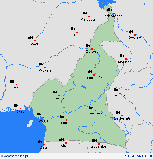 webcam Kamerun Afryka mapy prognostyczne