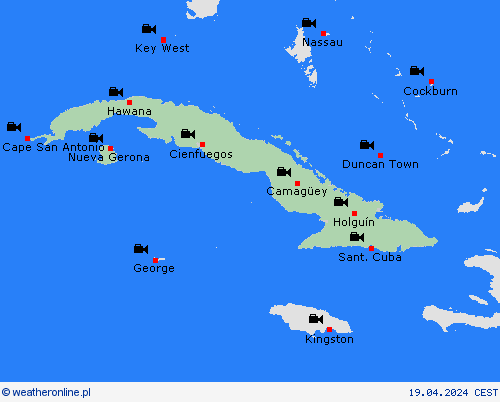webcam Kuba Ameryka Środkowa mapy prognostyczne