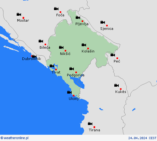 webcam Czarnogóra Europa mapy prognostyczne