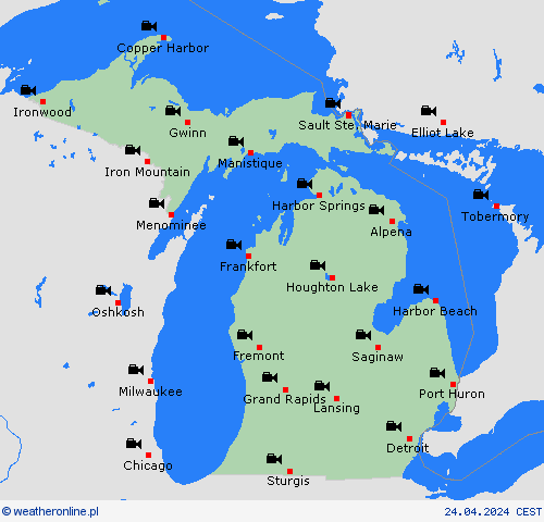 webcam Michigan Ameryka Północna mapy prognostyczne
