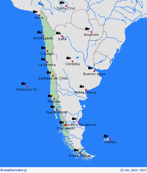 webcam Chile Ameryka Południowa mapy prognostyczne