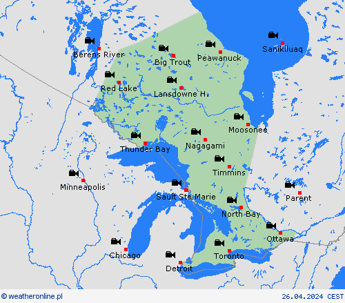 webcam Ontario Ameryka Północna mapy prognostyczne