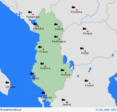 webcam Albania Europa mapy prognostyczne