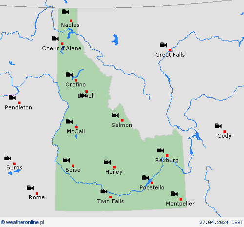 webcam Idaho Ameryka Północna mapy prognostyczne