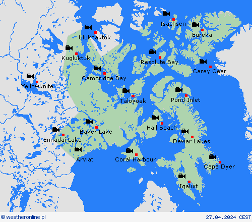 webcam Nunavut Ameryka Północna mapy prognostyczne