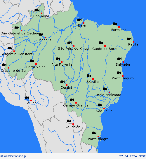webcam Brazylia Ameryka Południowa mapy prognostyczne