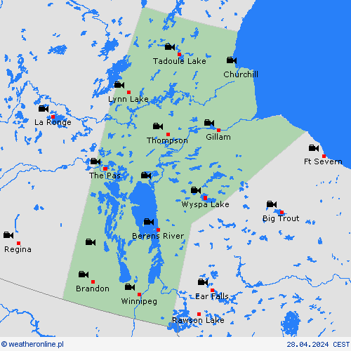webcam Manitoba Ameryka Północna mapy prognostyczne