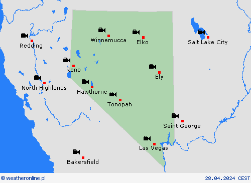 webcam Nevada Ameryka Północna mapy prognostyczne