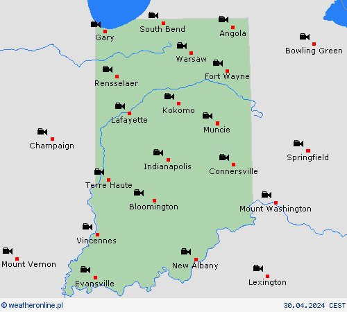 webcam Indiana Ameryka Północna mapy prognostyczne