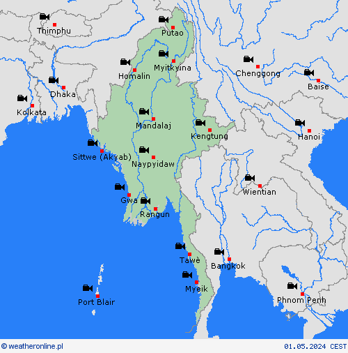 webcam Birma Azja mapy prognostyczne