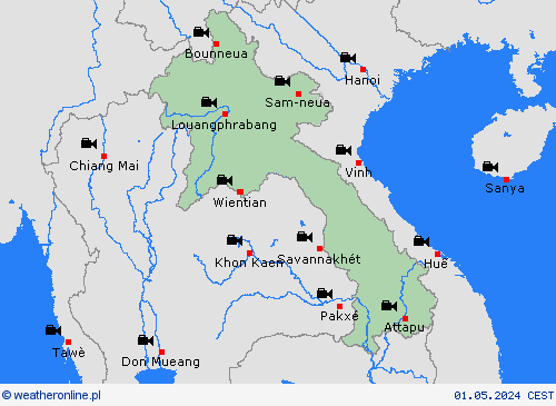 webcam Laos Azja mapy prognostyczne