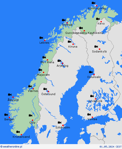 webcam Norwegia Europa mapy prognostyczne