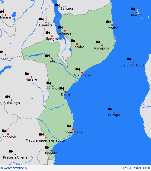 webcam Mozambik Afryka mapy prognostyczne