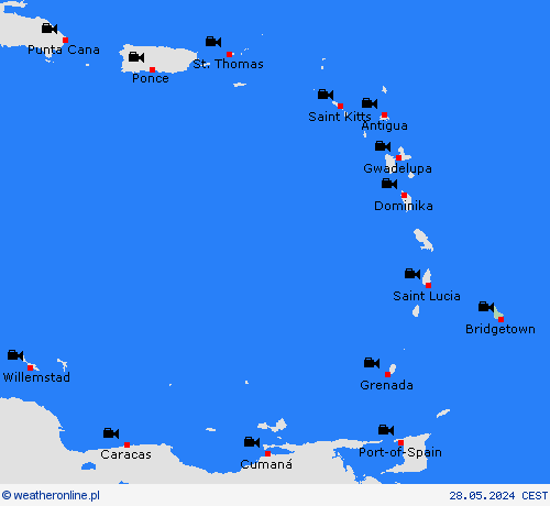 webcam Barbados Ameryka Południowa mapy prognostyczne
