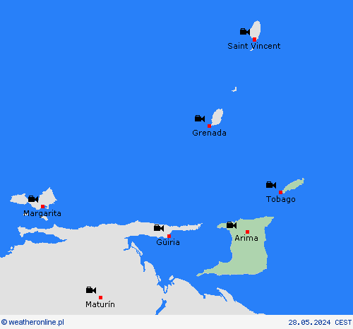 webcam Trynidad i Tobago Ameryka Południowa mapy prognostyczne