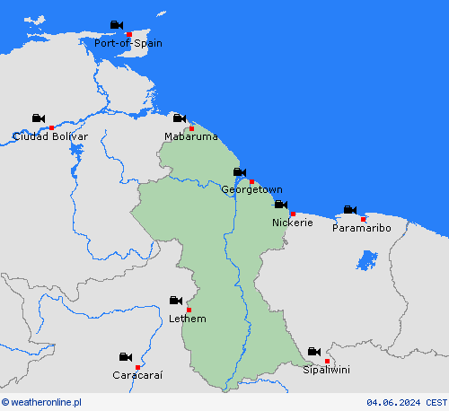 webcam Gujana Ameryka Południowa mapy prognostyczne