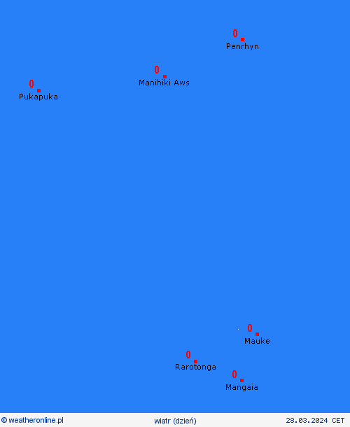 wiatr Wyspy Cooka Oceania mapy prognostyczne