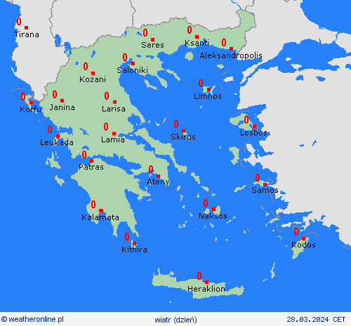 wiatr Grecja Europa mapy prognostyczne