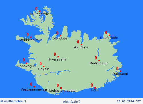 wiatr Islandia Europa mapy prognostyczne
