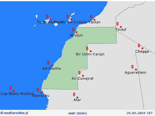 wiatr Sahara Zachodnia Afryka mapy prognostyczne
