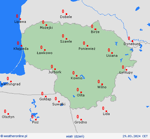 wiatr Litwa Europa mapy prognostyczne