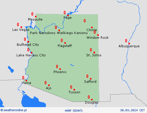 wiatr Arizona Ameryka Północna mapy prognostyczne