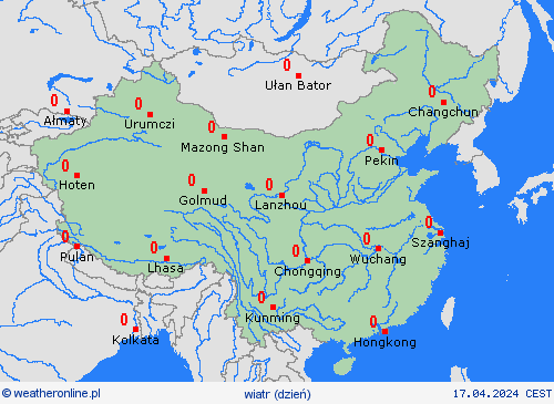 wiatr Chiny Azja mapy prognostyczne
