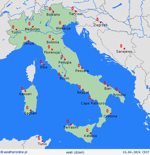 wiatr Włochy Europa mapy prognostyczne