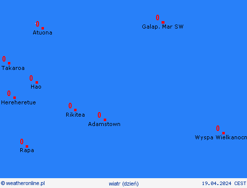 wiatr Pitcairn Oceania mapy prognostyczne