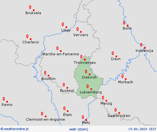 wiatr Luksemburg Europa mapy prognostyczne