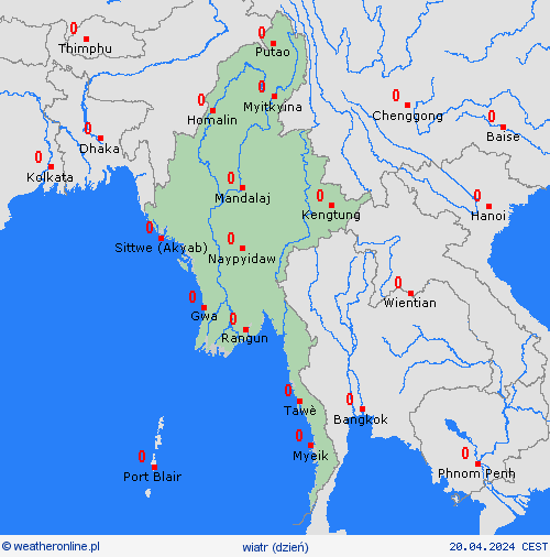 wiatr Birma Azja mapy prognostyczne